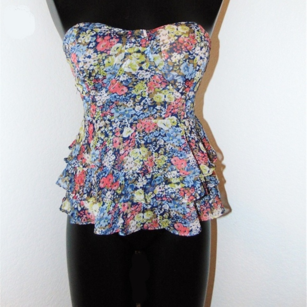 American Rag Floral Tiered Bustier Top